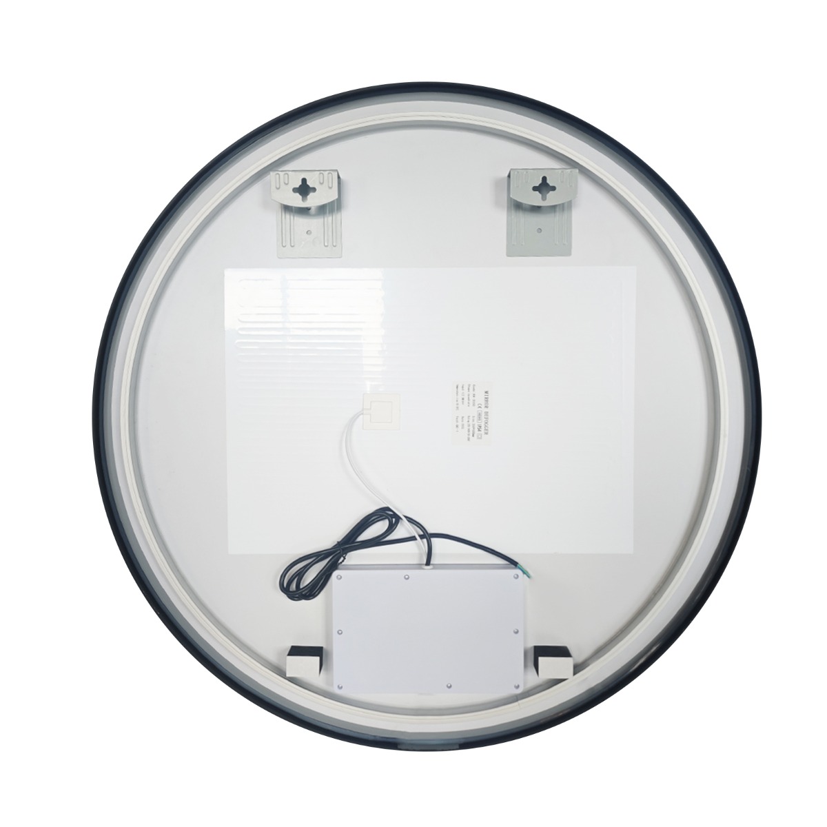 Set van 2 Saniclear Circle Black ronde spiegels met verwarming, direct en indirect licht mat zwart 70cm
