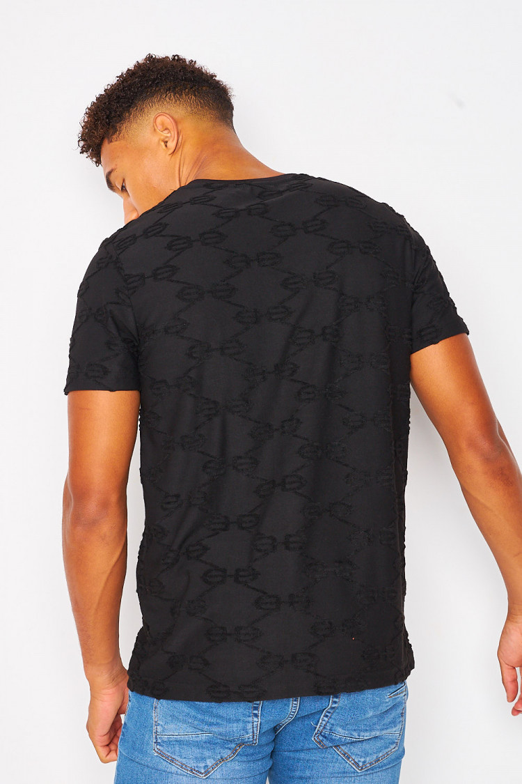 T-shirt noir imprimé BB en relief