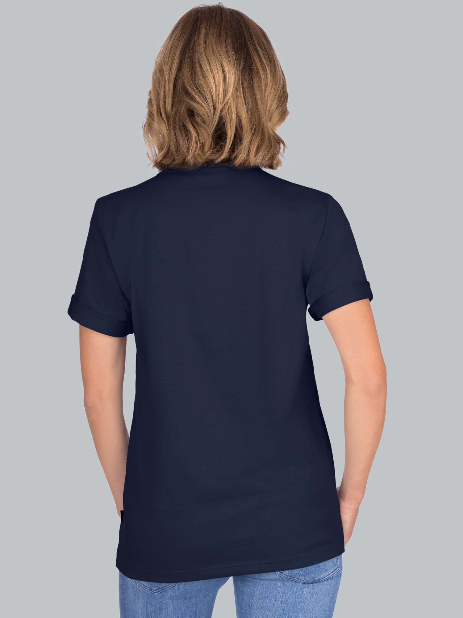 T-Shirt mit Knopfleiste DELUXE Baumwolle Navy