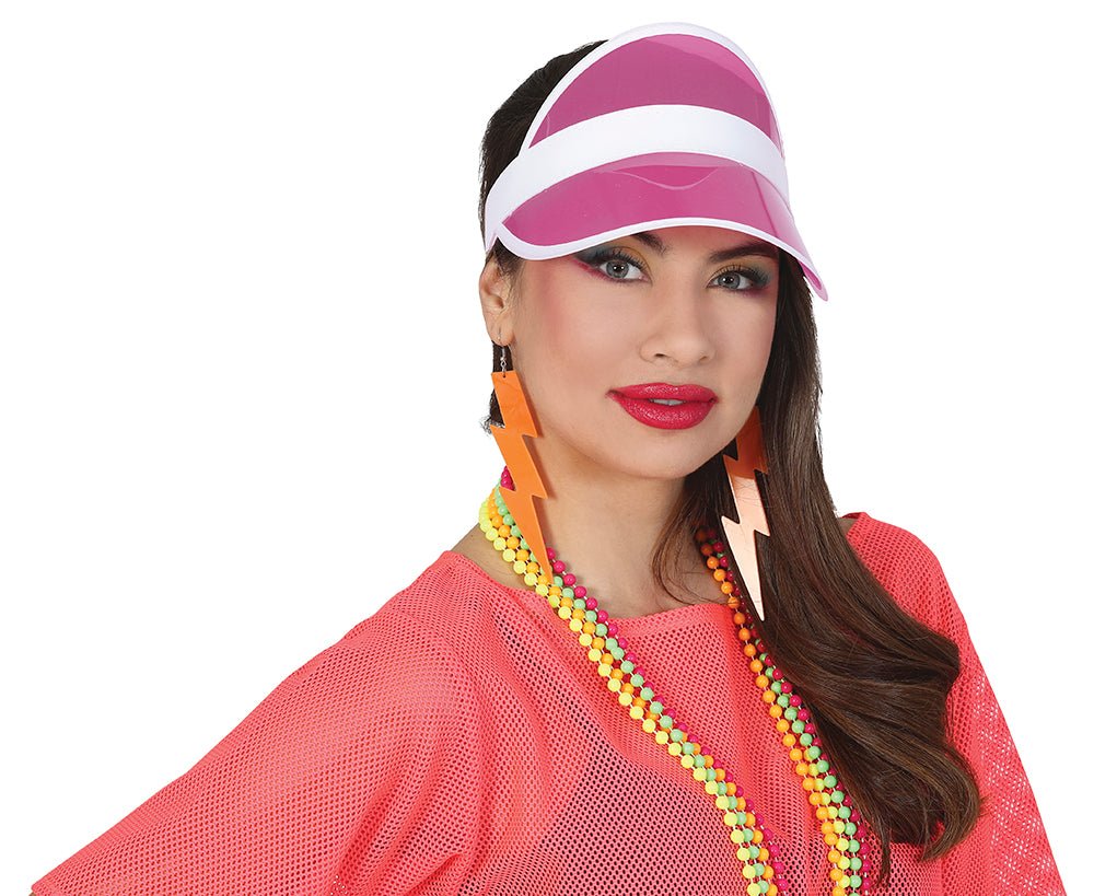 Neon 80S Zonneklep Roze 25cm