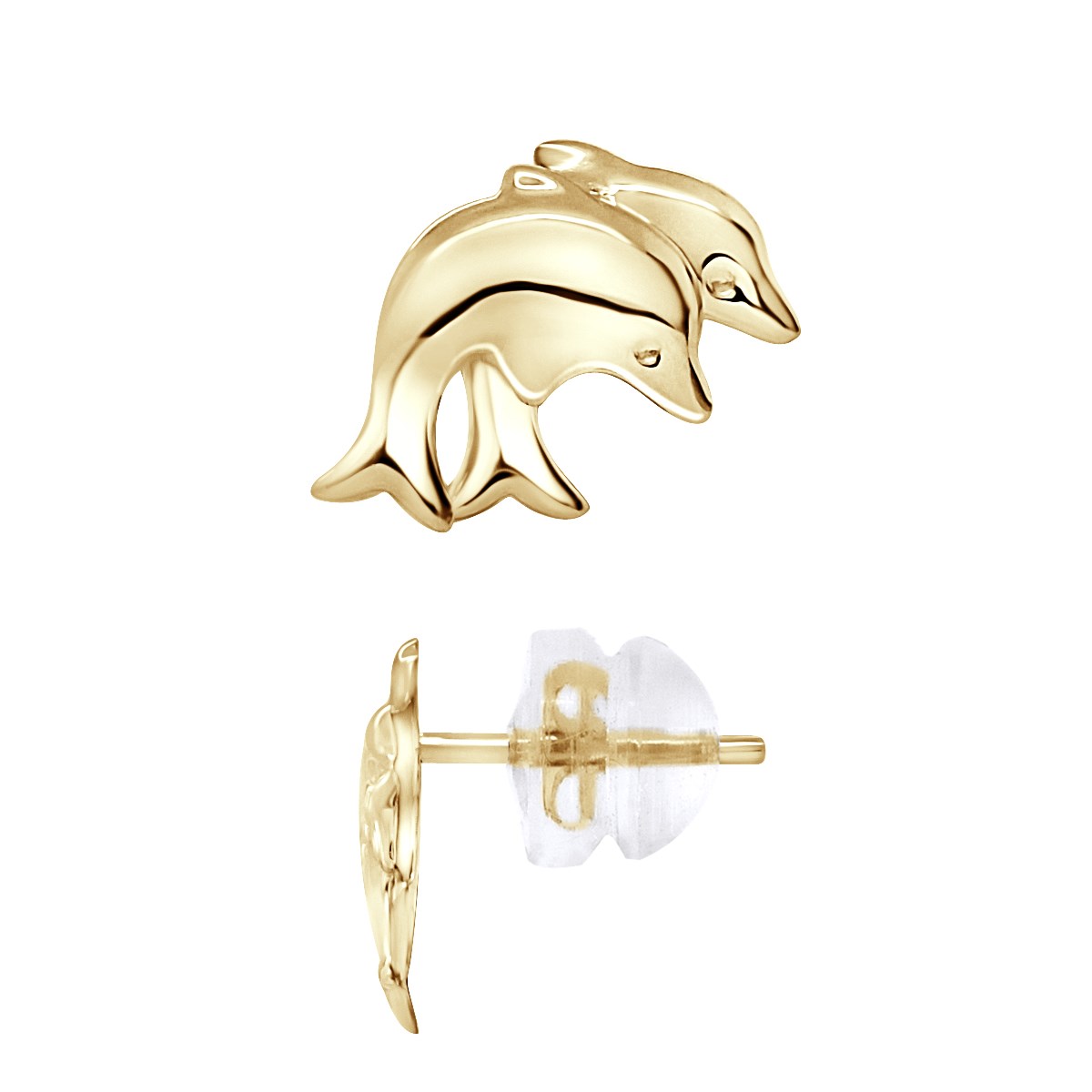 Boucles d'Oreilles 2 DAUPHINS - Or Jaune