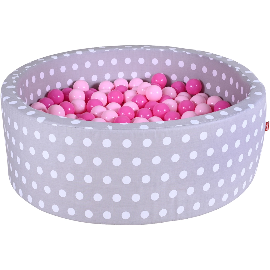 knorr toys® Bällebad soft - Grey white dots - 300 balls soft pink grau