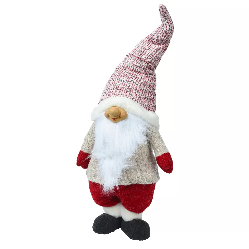 Lutin de Noël fait main (H85 cm) Rieur et barbe blanche