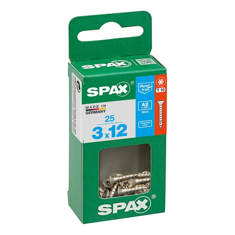 UNIVERSALSKRUE SPAX RUSTFRI A2 3X12MM 25 STK