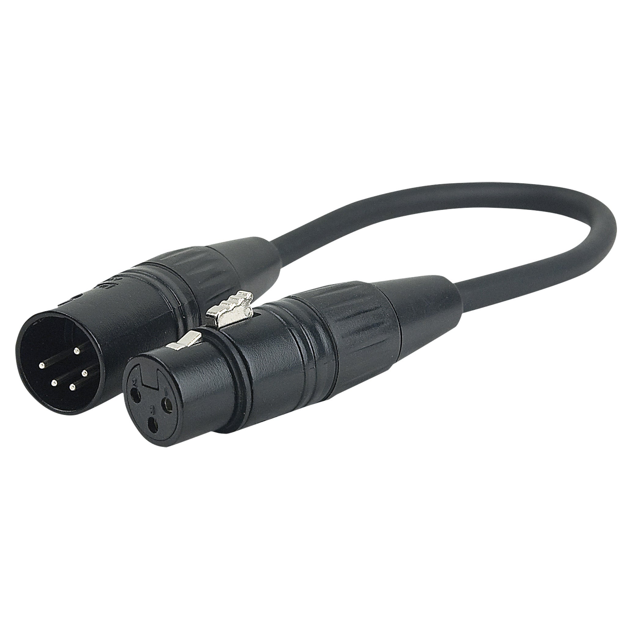DAP FLA36 XLR 5-pins male naar XLR 3-pins female, 0.25 meter