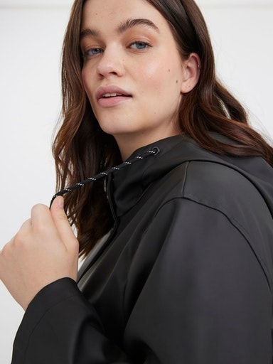 Vero Moda Curve Outdoorjacke »VMCMALOU COATED JACKET CUR NOOS« mit Kapuze
