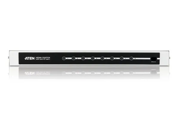 ATEN HDMI-switch med fjernbetjening, 8-vejs, HDMI 1.3b Skifter HDMI-signalet fra 8 billedkilder til 1 monitor / tv-apparat (VS0801H)