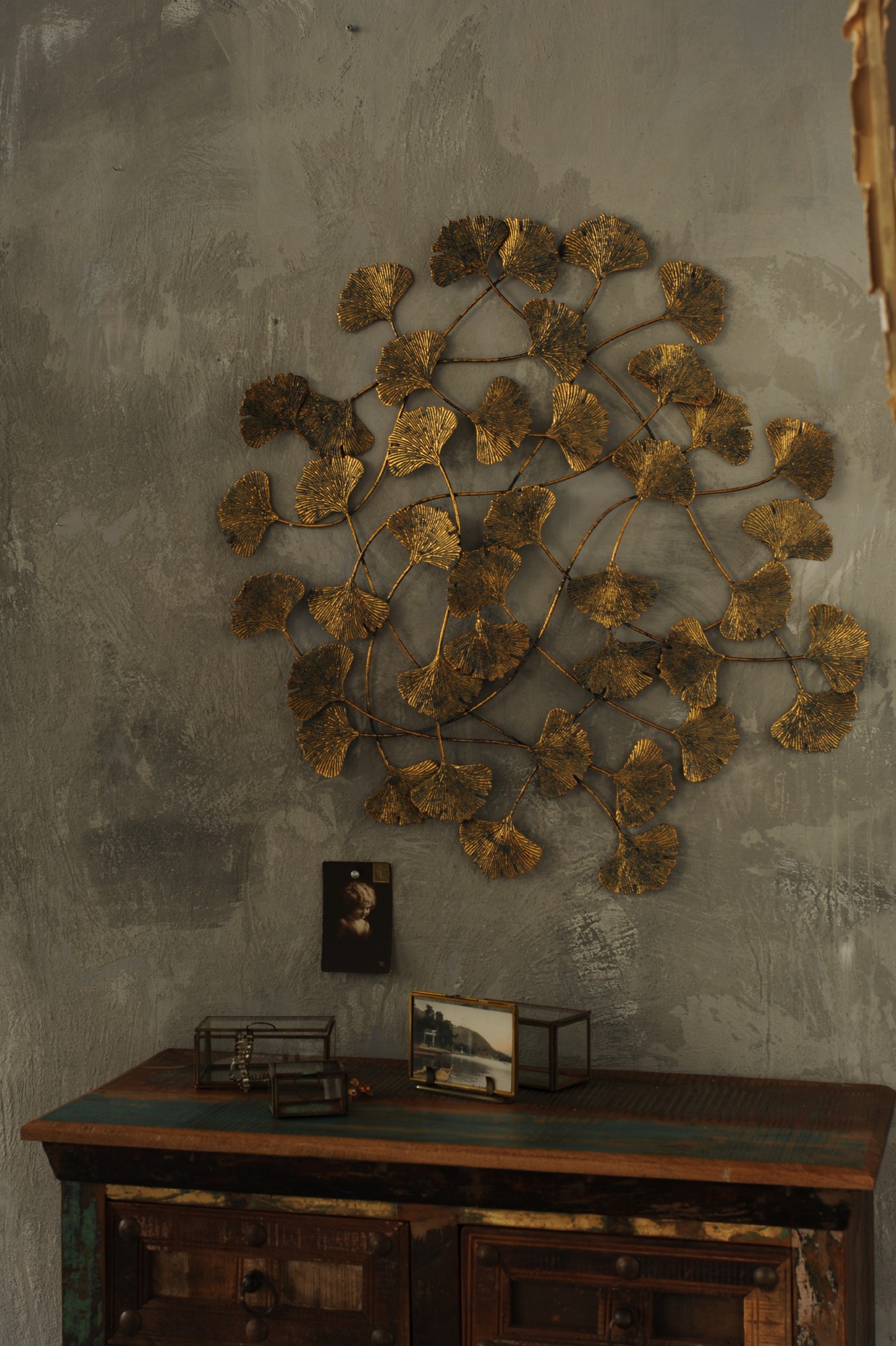 Ginkoblätter 'Gingko', B 87,5 cm, H 73 cm, T 4 cm von fischer's lagerhaus