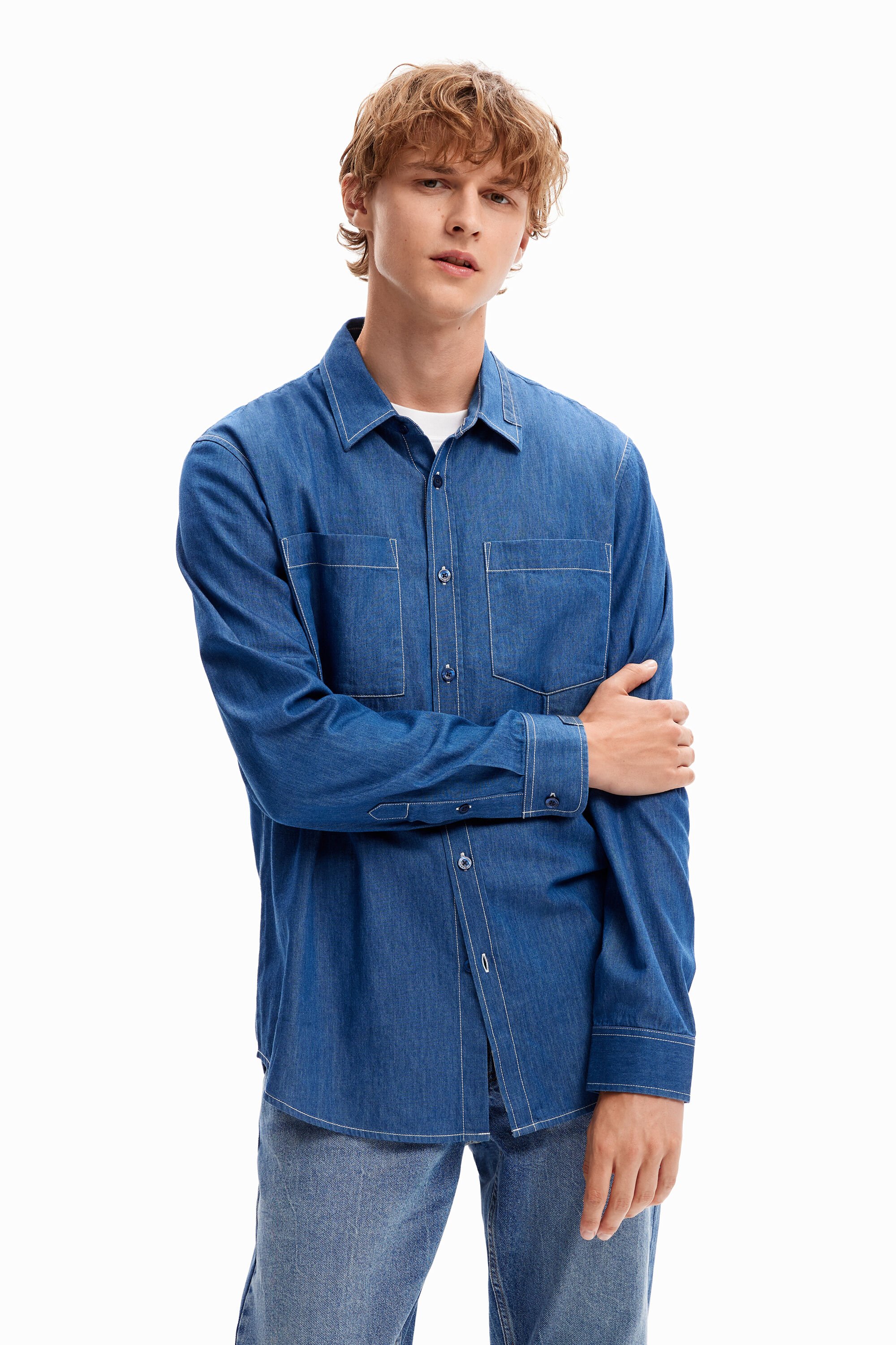 Chemise patchwork poches