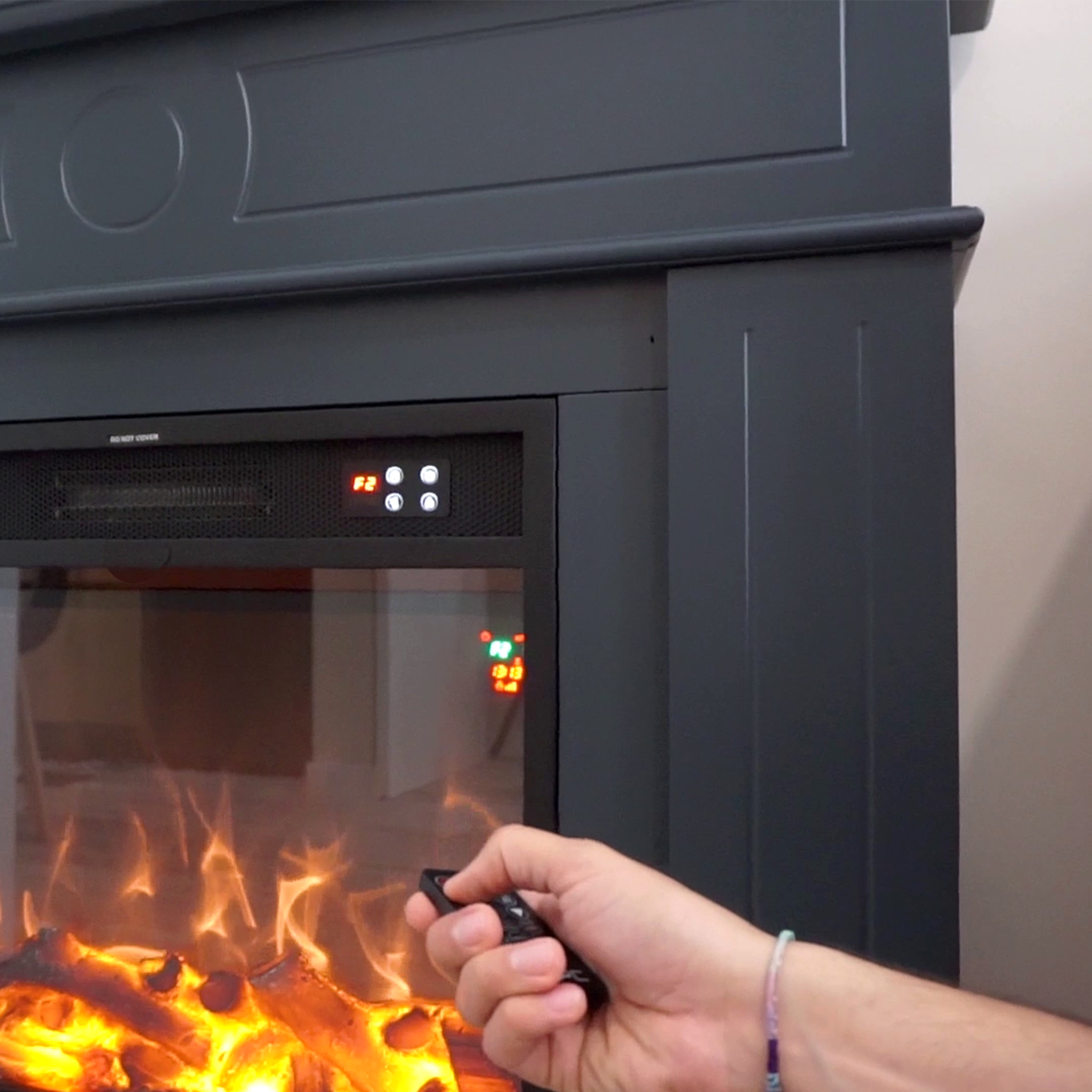 Cheminee murale 1500w caminetto fuego roberta gris