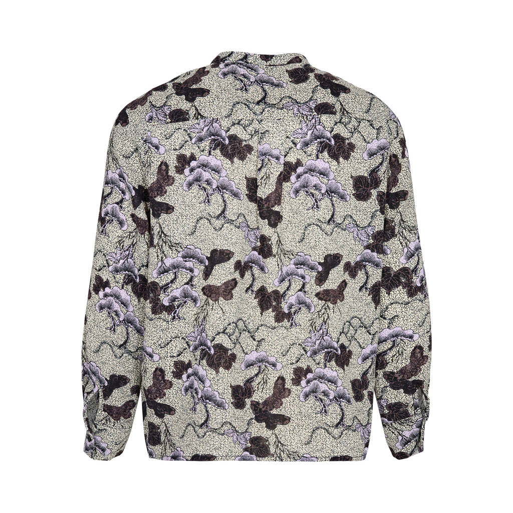 Sofie Schnoor blouse met all over print beige/zwart/lila