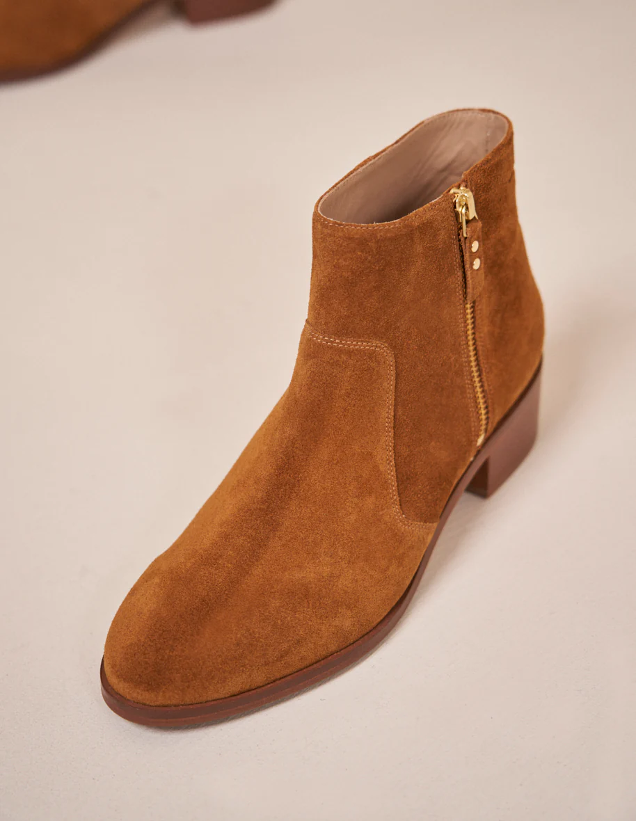 Bottines plates Coline - Suède ambre