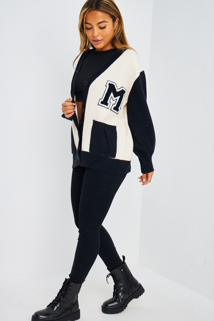 Gilet en mailles écru et noir