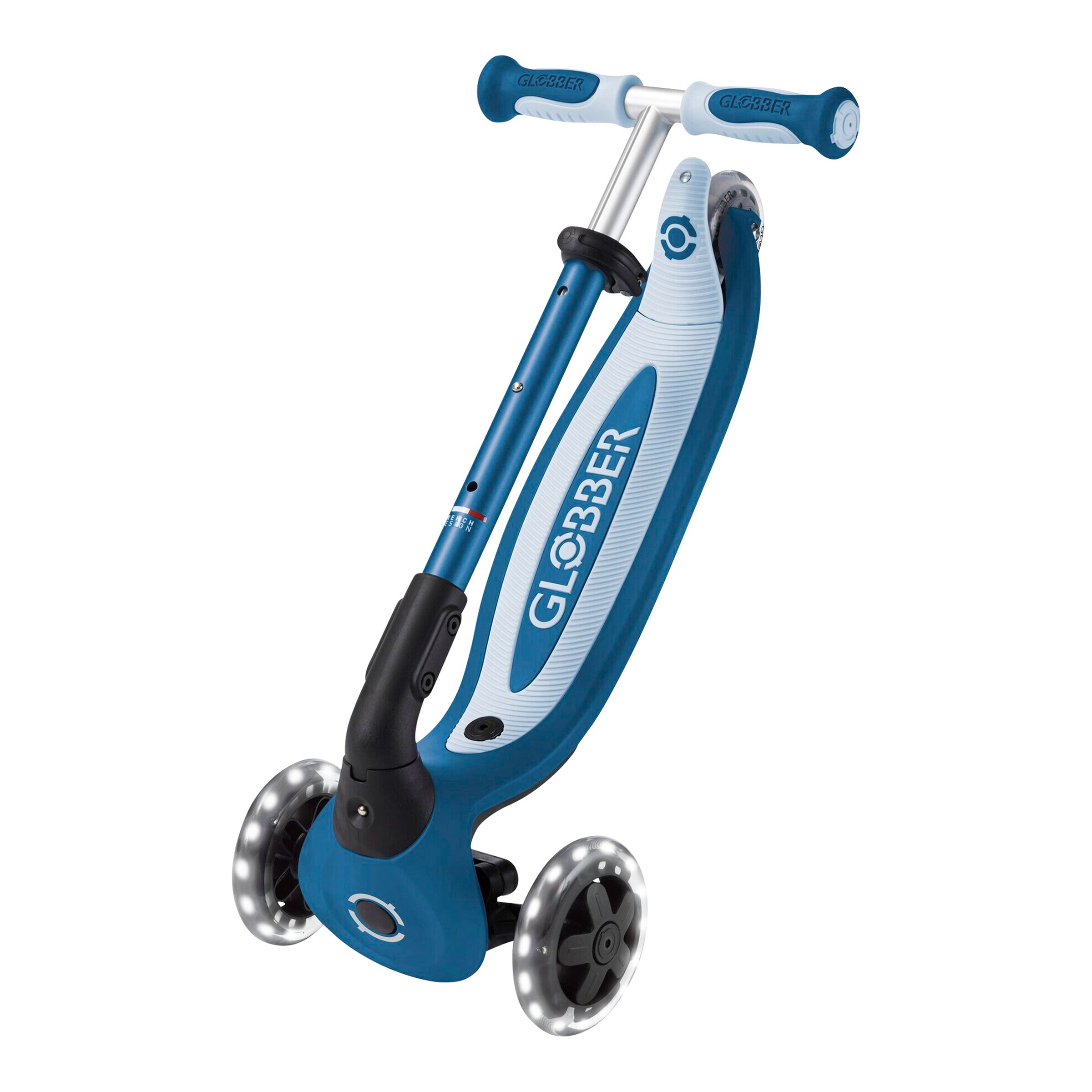 Globber Scooter 3in1 Go-Up Baby 360 mit Leuchtrollen und Leuchtmodul petrol/hellblau