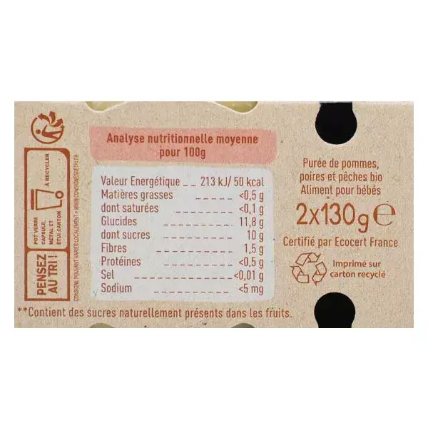 Babybio Frutas em Pote Delícias do Pomar +6 meses Orgânico 2 x 130g