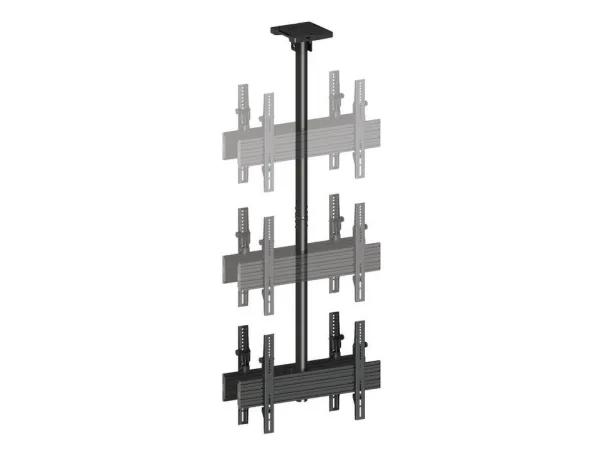 Multibrackets M Ceiling Mount Pro MBC1UX2 - Monteringssæt (loftsplade, loftspladeafdækning, 4 vippearme, 2 pæleklemmer, 2 skinner, 2 forlængerrør (80 cm)) - for 2 LCD displays - aluminium, stål - sort - skærmstørrelse: 40