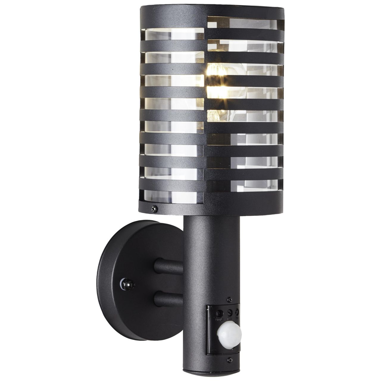 BRILLIANT Lampe, Venlo Außenwandleuchte stehend Bewegungsmelder schwarz matt, Edelstahl/Kunststoff, 1x A60, E27, 40W,Normallampen (nicht enthalten)