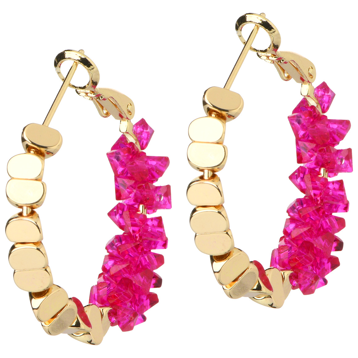 Damen Creolen mit Steinchen pink
