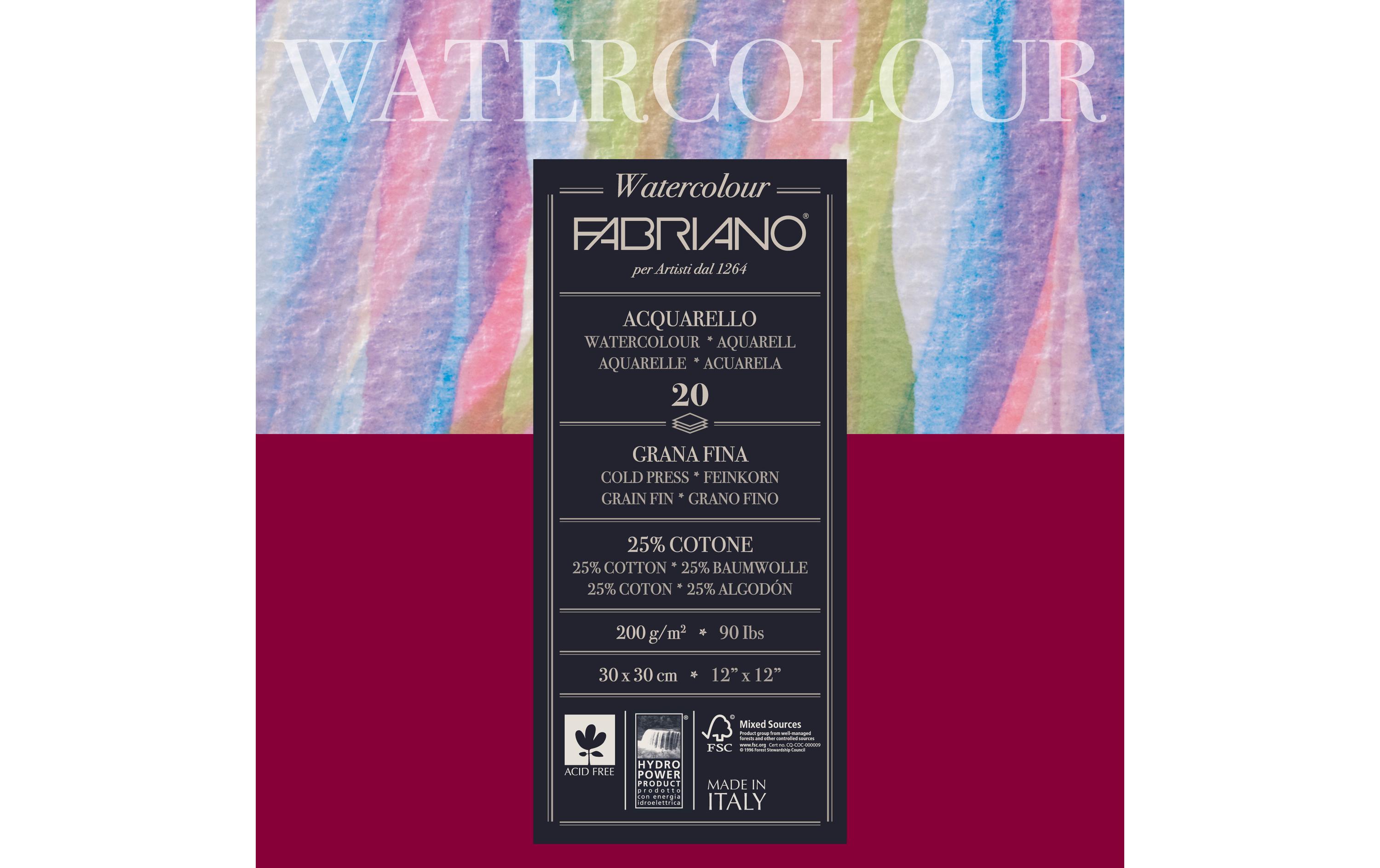Aquarellblock 30 x 30 cm, 200 g/m², 20 BlattZeichenblock