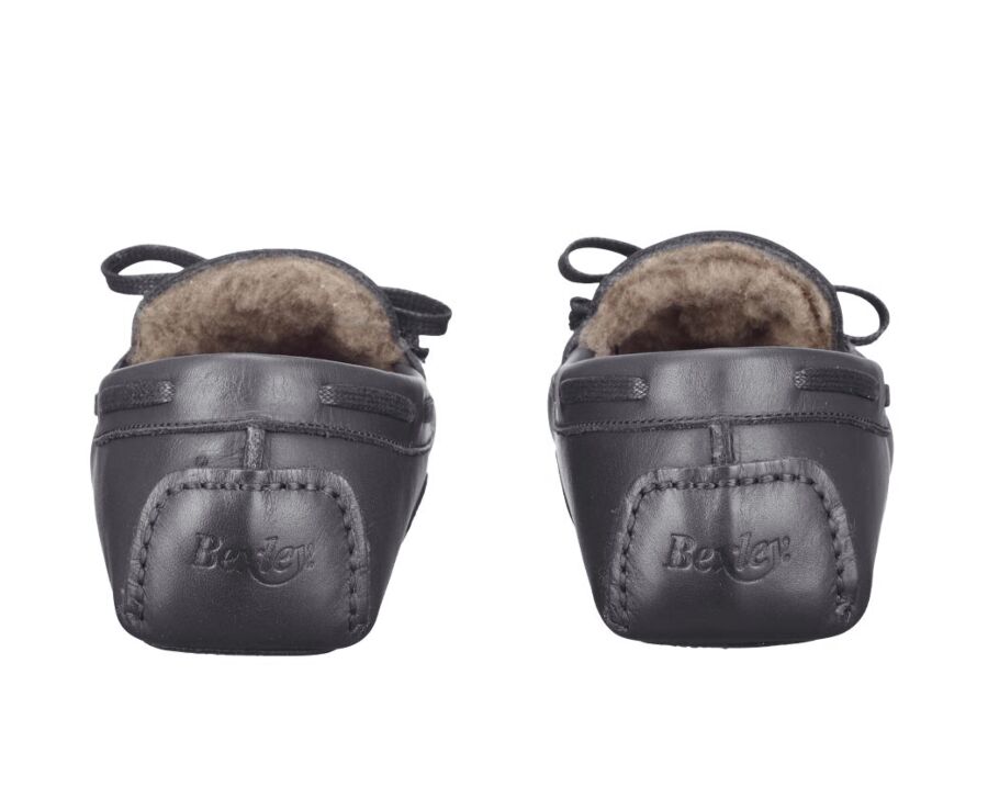 Chaussons homme cuir Noir