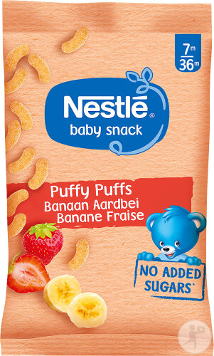 Nestlé Baby Snack Puffy Puffs Banane Fraise Bébés 7-36 Mois Sachet 28g