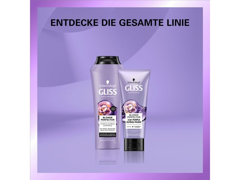 Schwarzkopf GLISS Shampoo Blonde Perfector 250 ml1 Stück Haarshampoo repariert, reinigt und schenkt ein kühles, glänzendes Blond