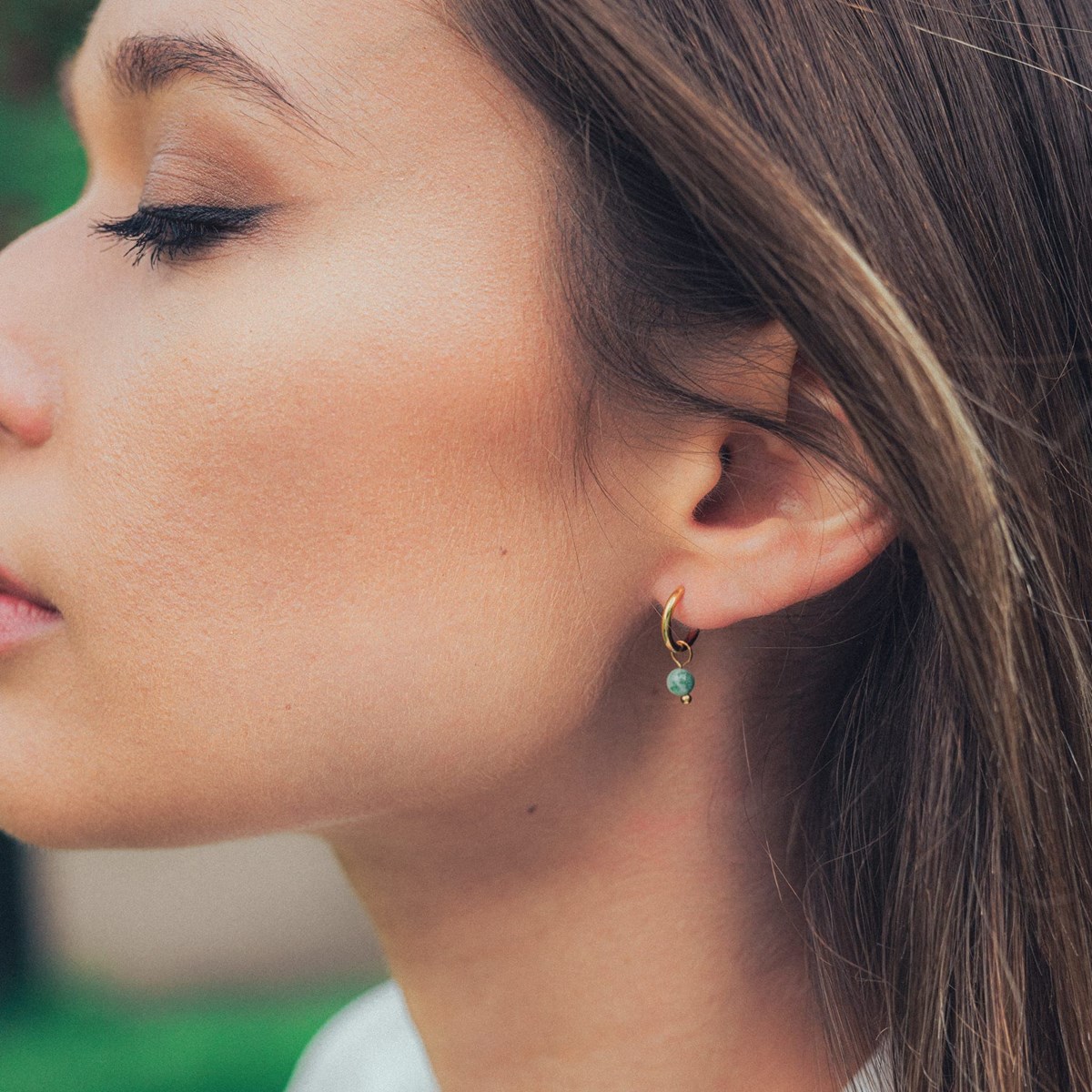 Boucles d'oreilles créoles Serena en pierres Agate Arbre