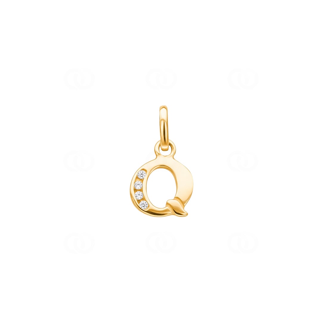 Anhänger 750/18 K Gelbgold Buchstabe Q mit Zirkonia