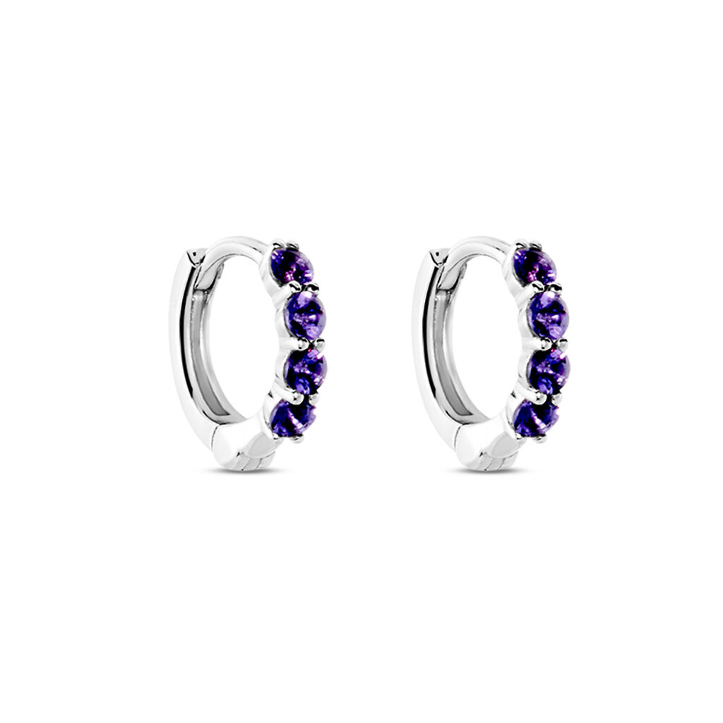 Créoles Leatrice Or Blanc Amethyste Violet