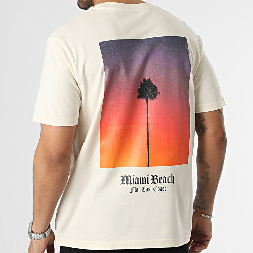Tee Shirt Oversize Large Miami Basket Ball Beige