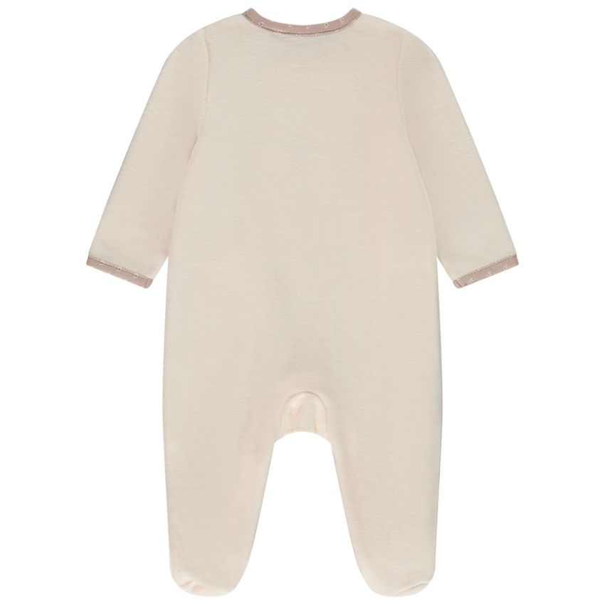 Dors-bien en velours avec nœuds pour bébé fille - Rose