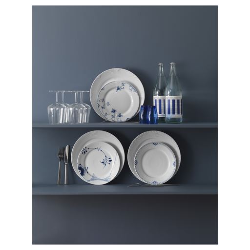 Royal Copenhagen Hvid Riflet 2-pak Middagstallerken, Hvid, Ø27 cm