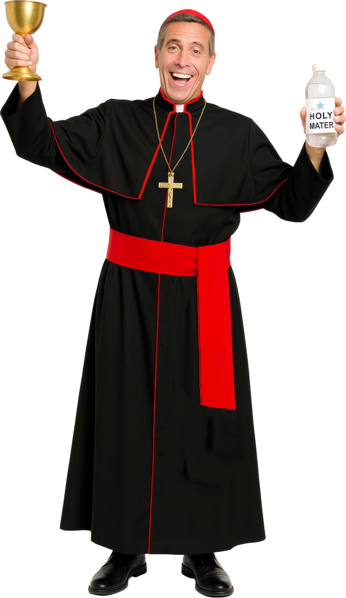 Priester Kostuum Zwart Rood