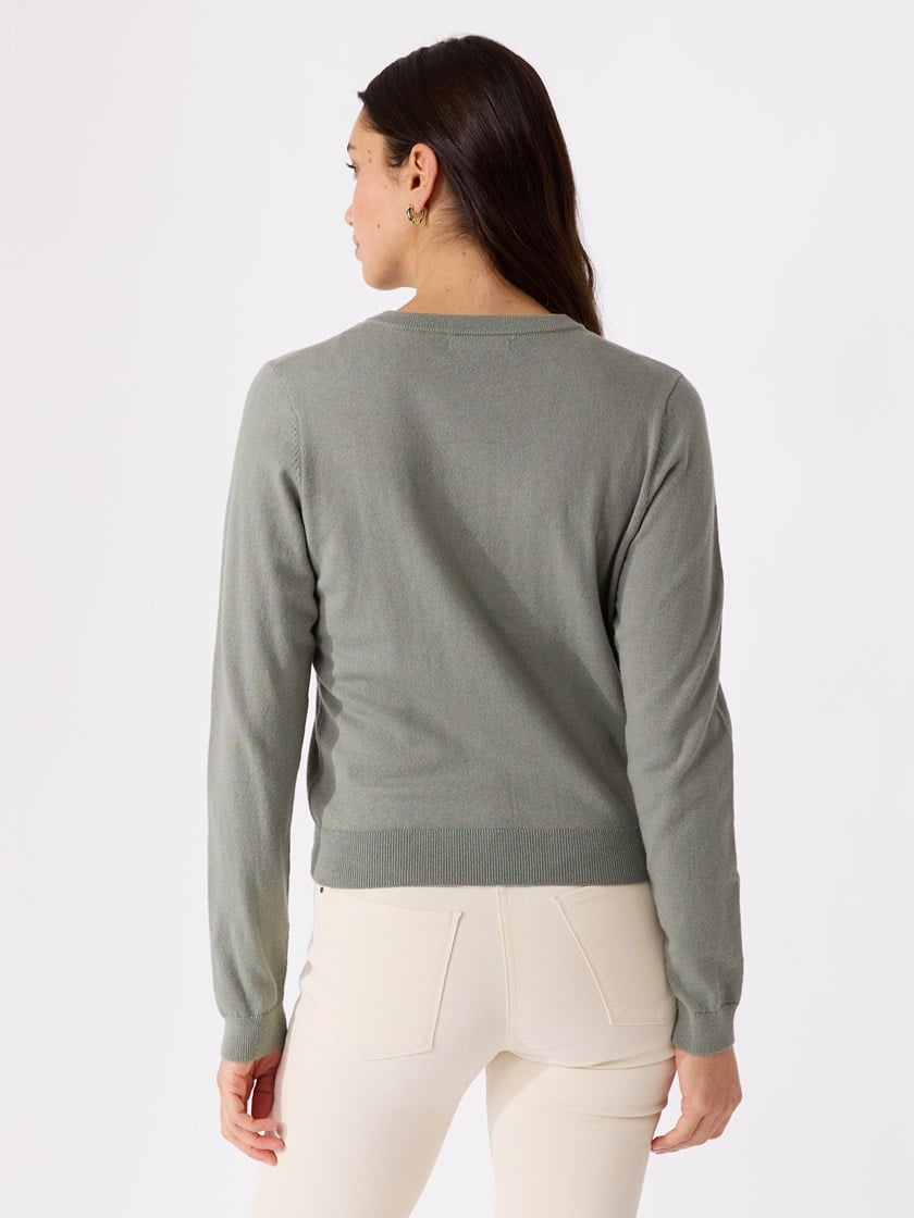 Olea cardigan i merinoblanding Celadon Tint