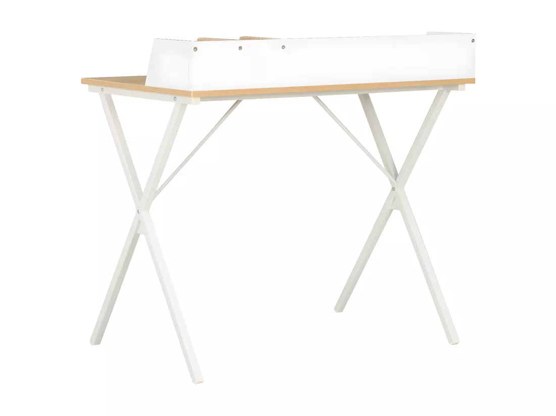 Bureau Blanc et naturel 80x50x84 cm
