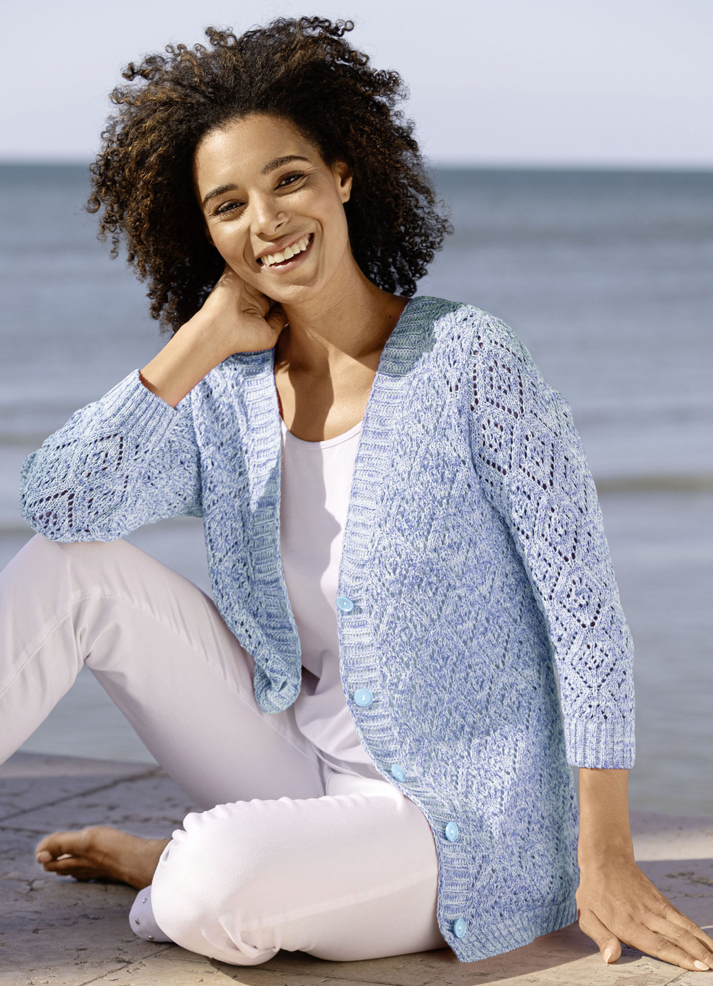 Strickjacke aus Melangegarn