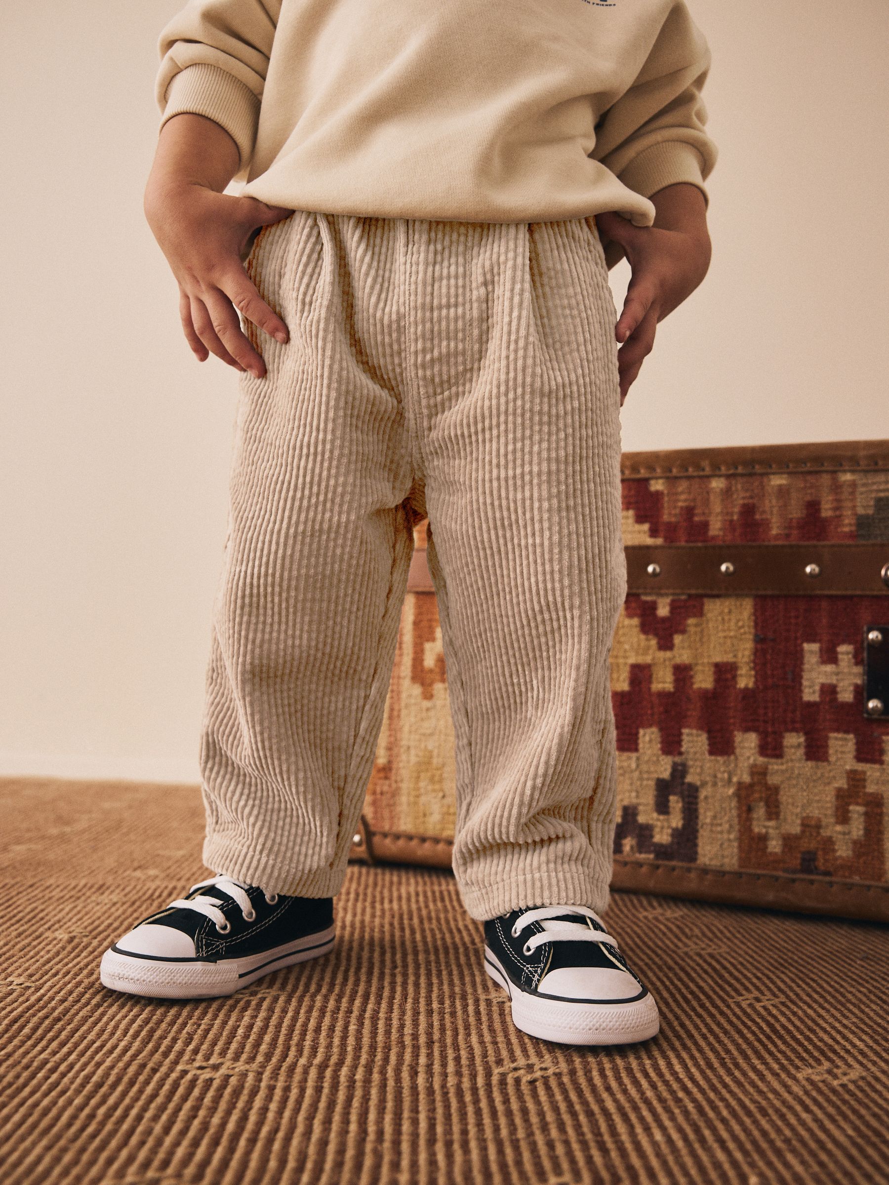 Pastelgeel - Corduroy broek met textuur en aantrekkoord (3mnd-7jr)