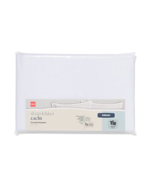 2 taies d’oreiller coton doux 60x70 blanc