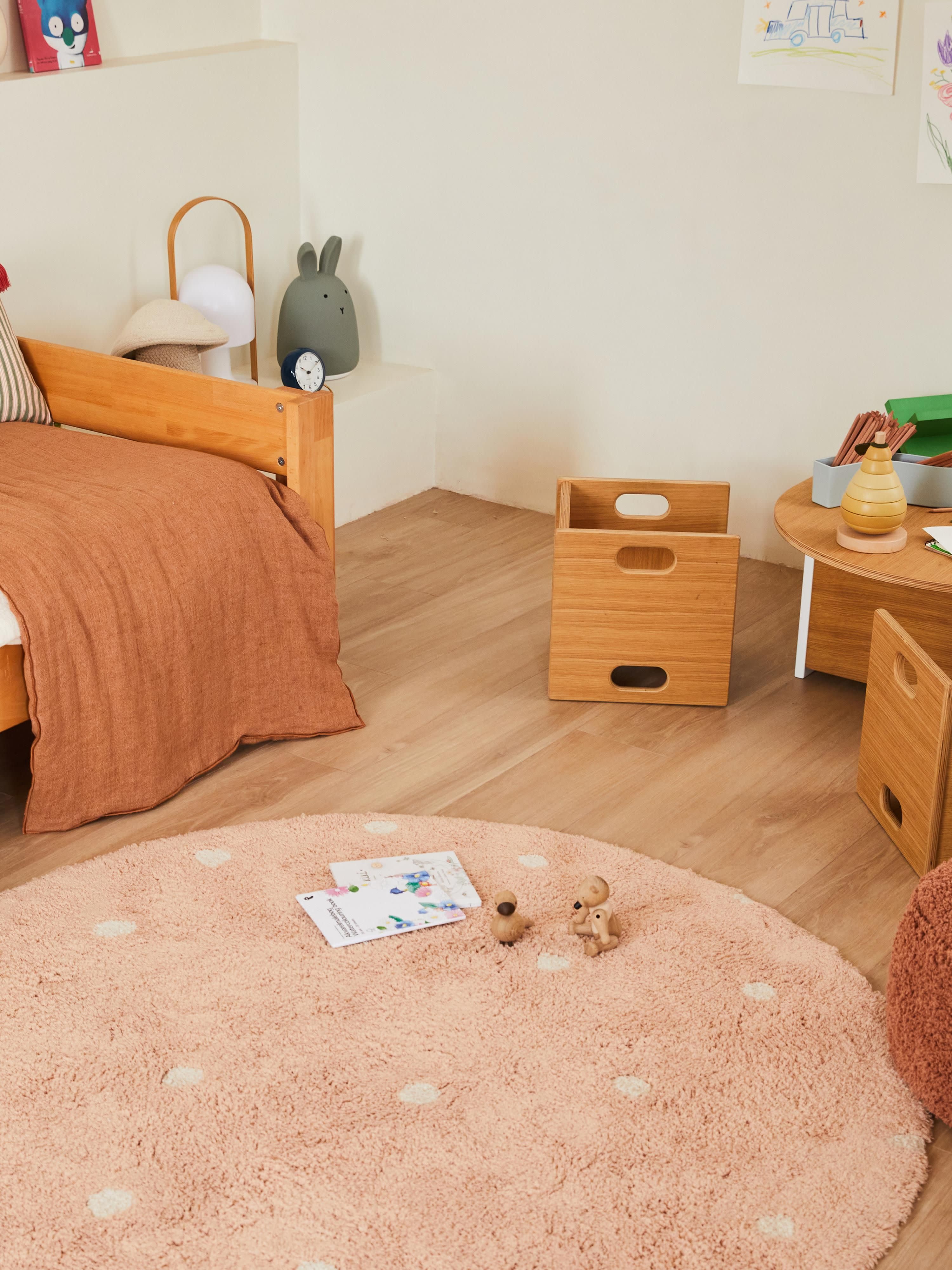 Handgetuft rond vloerkleed Dot met hoog-laag effect, wasbaar