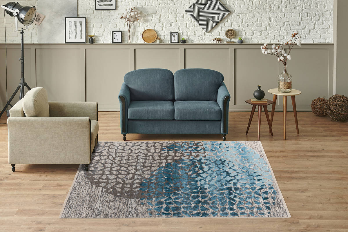 Kurzflorteppich DILAN 400 - multicolor-blau - 80x150 cm