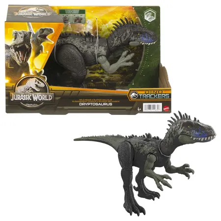 Mattel Jurassic World Wild Roar (Dino Trackers), Figur inkl. AR Track-Code, 1 Stück, 4-fach sortiert