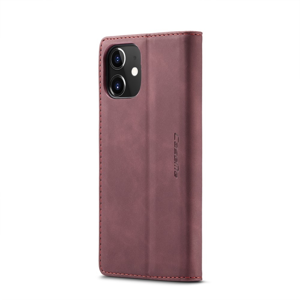 iPhone 12 / iPhone 12 Pro Leder Tasche Flip Wallet Etui mit Kartenfächern - Rot