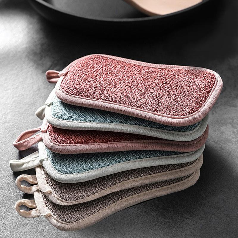 (6er Set) Mikrofaser Scheuer Schwamm Doppelseitige Küchen Lappen Reinigungs Schrubber - Assortiert