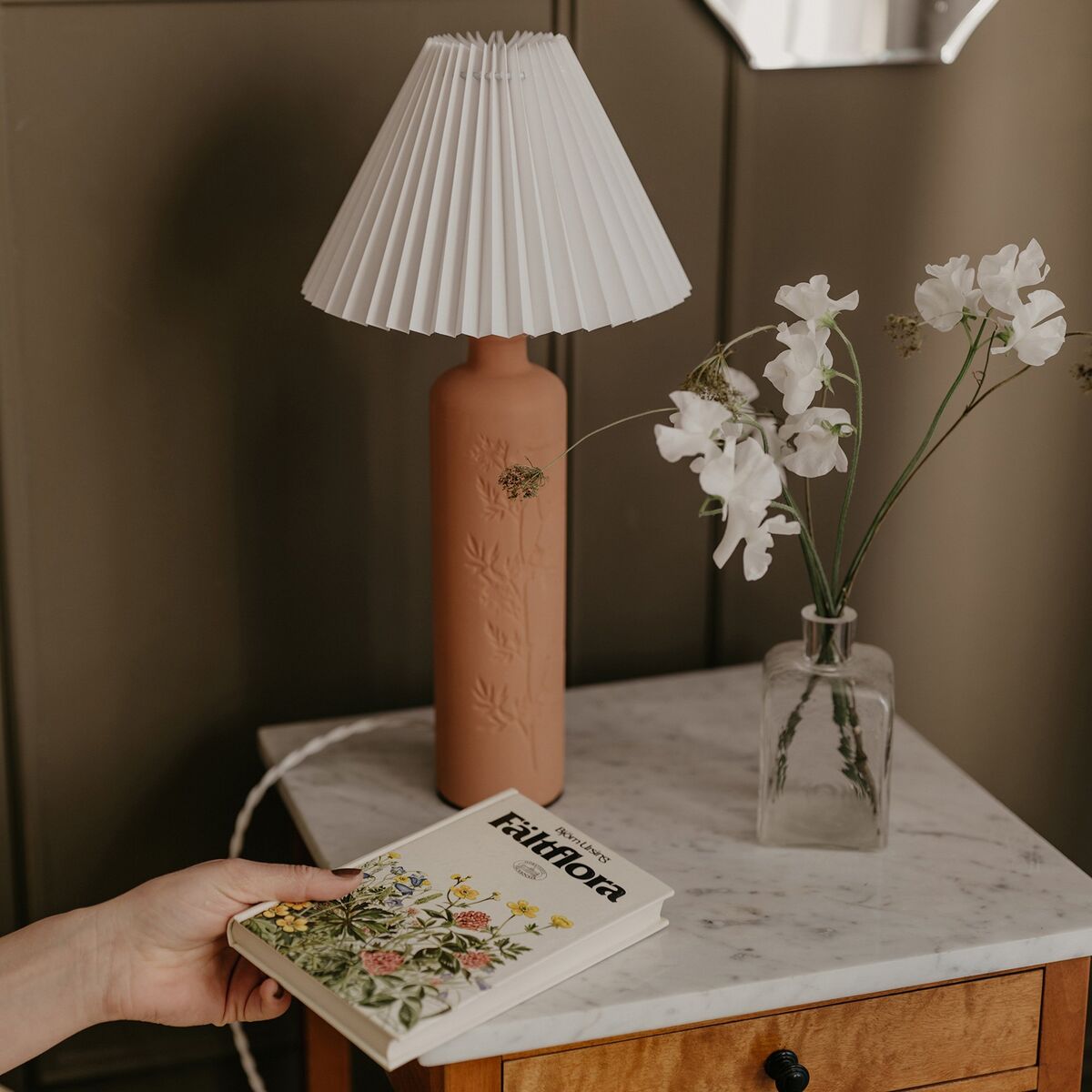 Flora Terrakotta bordlampe, 46 cm