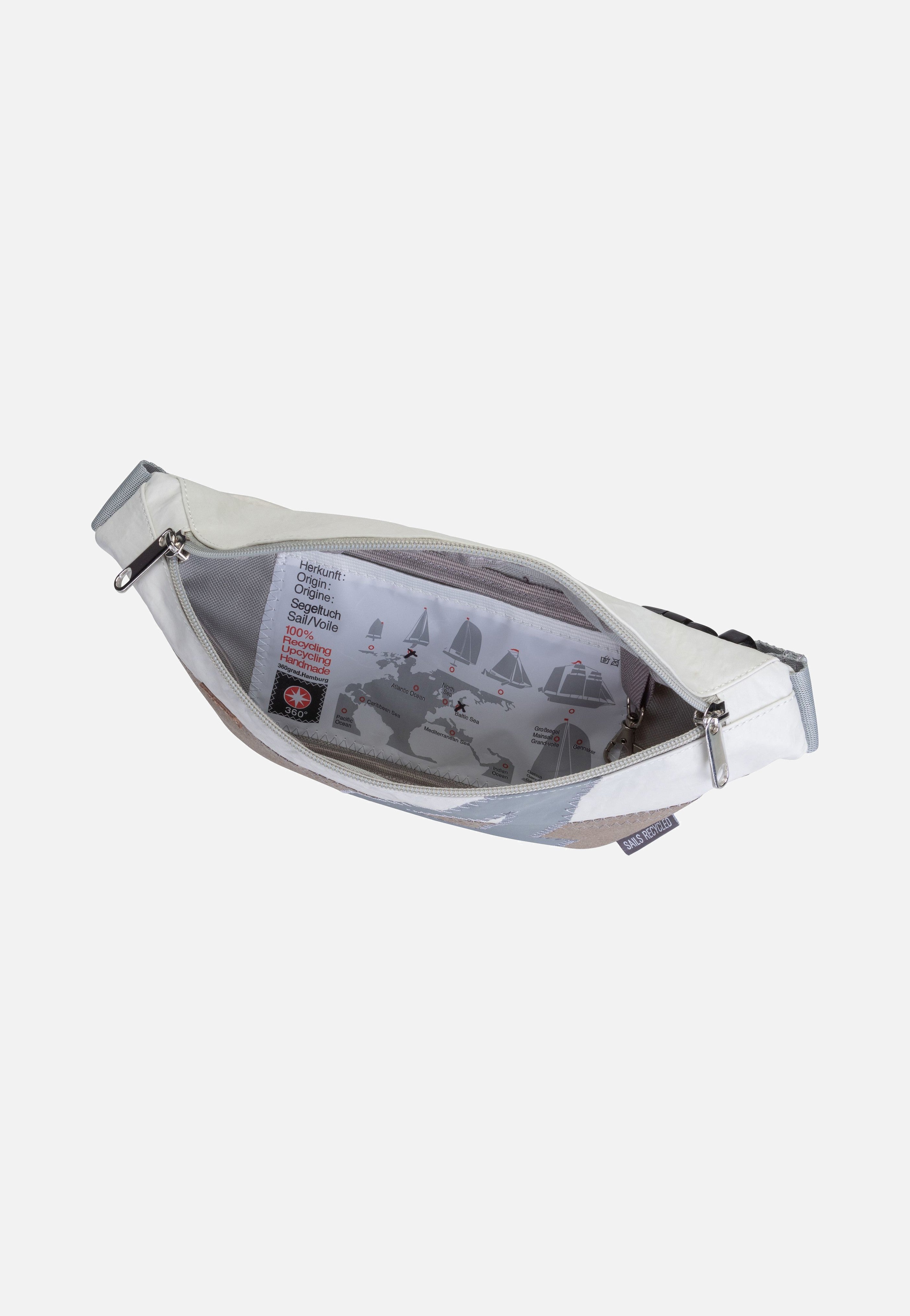 Knoten Weiß/Balken Persenning Taupe/Z - Bauchtasche