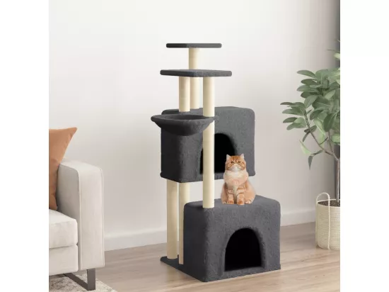Arbre à chat avec griffoirs en sisal gris foncé 122 cm