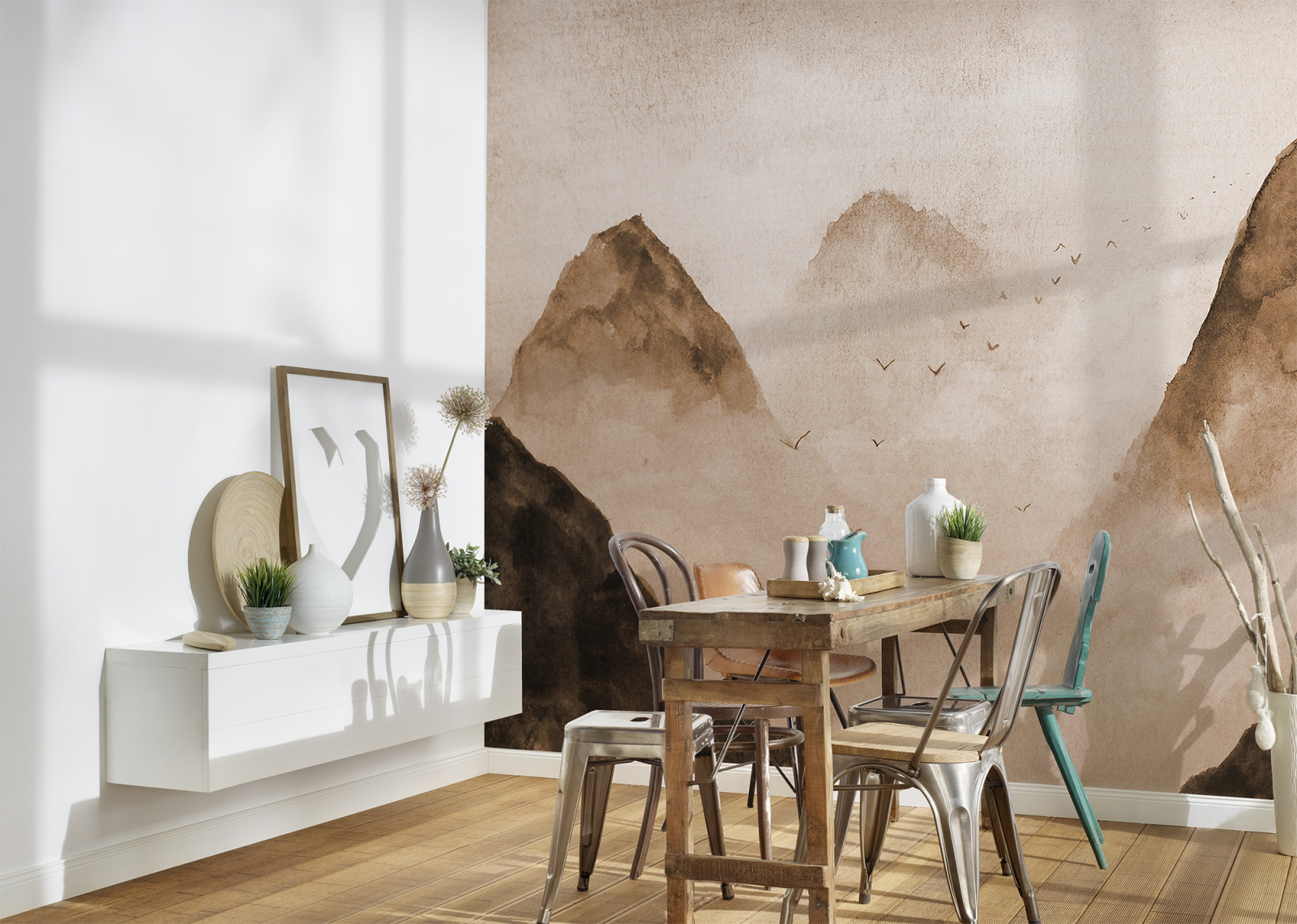 Fototapete DESIGNWALLS - beige-schwarz - Berge - 2,55 Meter