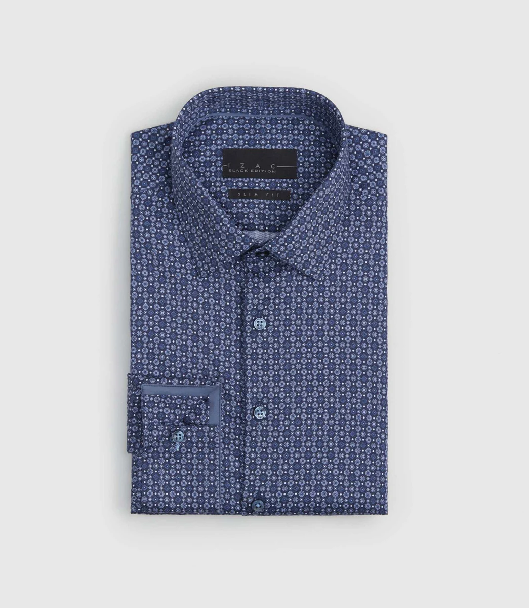 Chemise slim à imprimé marine 