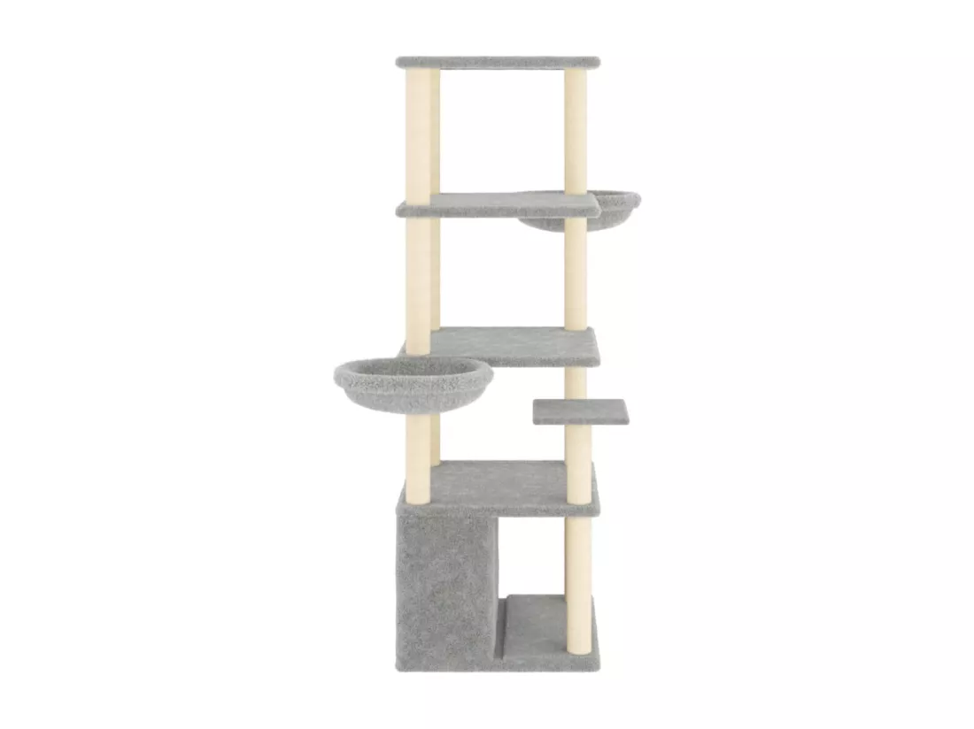 Arbre à chat avec griffoirs en sisal gris clair 147 cm