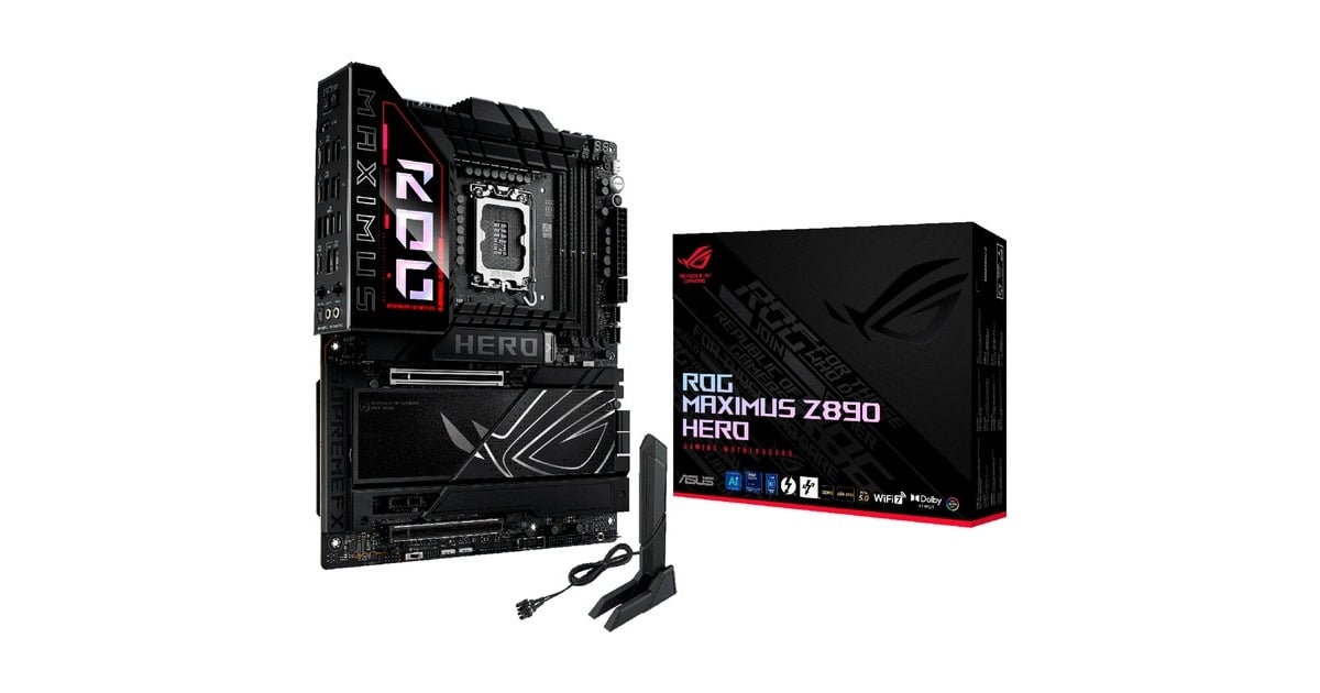 ASUSROG MAXIMUS Z890 HERO socket 1851 moederbord  (Zwart, RAID, 2.5Gb-LAN, 5Gb-LAN, Wi-Fi 7, BT, Sound, ATX)